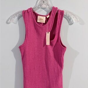 Maeve by Anthropologie Women's Ribbed Magenta Tank Top